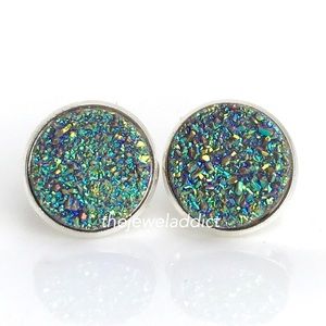 3 for $15 pastel rainbow shimmer faux druzy studs